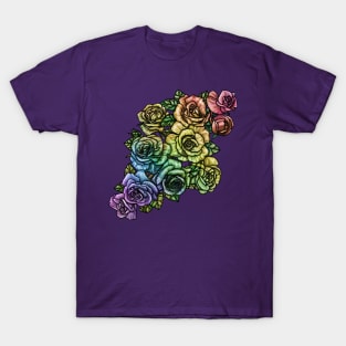 Rainbow Roses Abundant T-Shirt